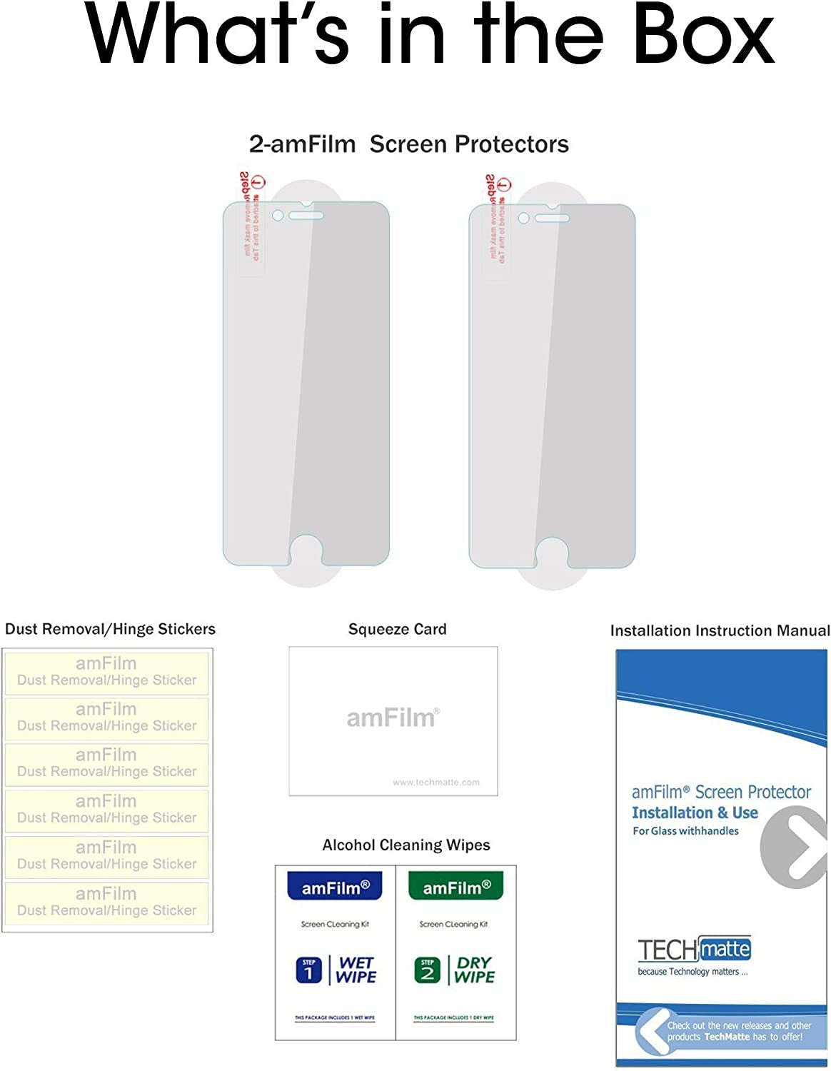 Amfilm Screen Protector 4.7“ for Apple Iphone 8, Iphone 7, Iphone 6S and Iphone 6, Tempered Glass 4.7“, 2 Pack TechMatte