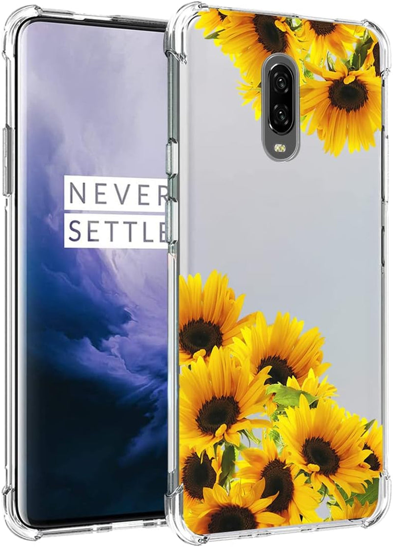Vokuha for Oneplus 7 Gm1901/Oneplus 6T A6010 Case for Girls Women, Cute Clear Slim Shockproof Pattern Soft Flexible TPU Rubber Back Phone Protective Cover Cases for Oneplus 6T (Blue Butterfly) Vokuha Sunflower