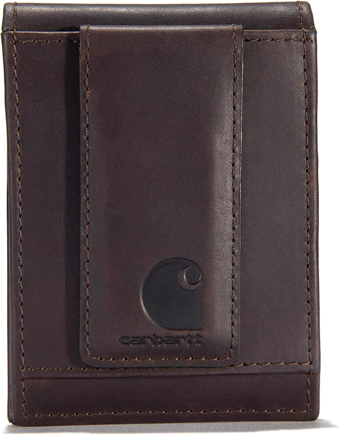 Carhartt Front Pocket Wallets, Durable Canvas or Leather Wallet with & without Money Clip Carhartt Dark Brown