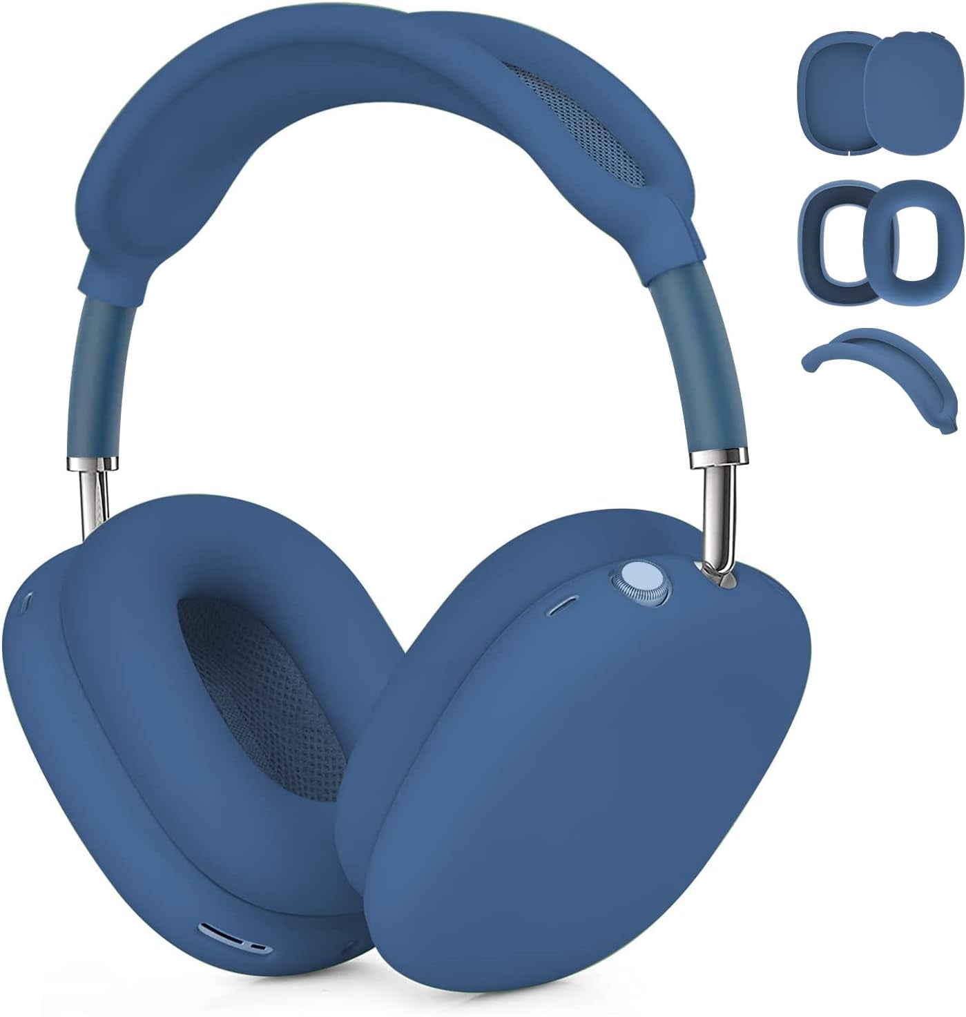 OETKER Compatible Airpods Max Case Cover, Soft Silicone 3 in 1 Anti-Scratch Ear Pad Case Cover/Ear Cups Cover/Headband Cover Accessories Skin for Airpods Max, Green Glow in the Dark OTK Blue