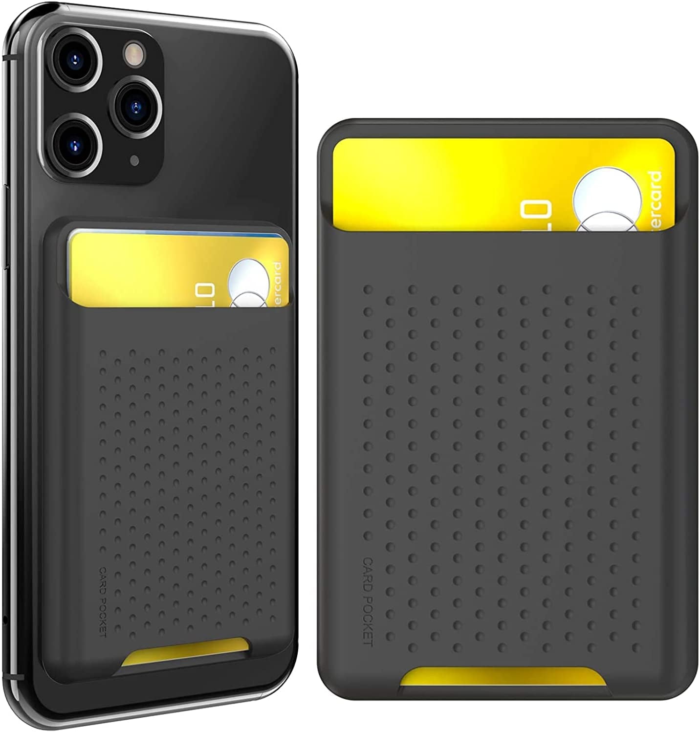 AHASTYLE Card Holder for Back of Phone for Magsafe Strong Magnetic【Rfid Shielding】 Silicone Wallet Compatible with Iphone 14/13/12/Pro/Pro Max/Mini (Pink) AHASTYLE A- Black