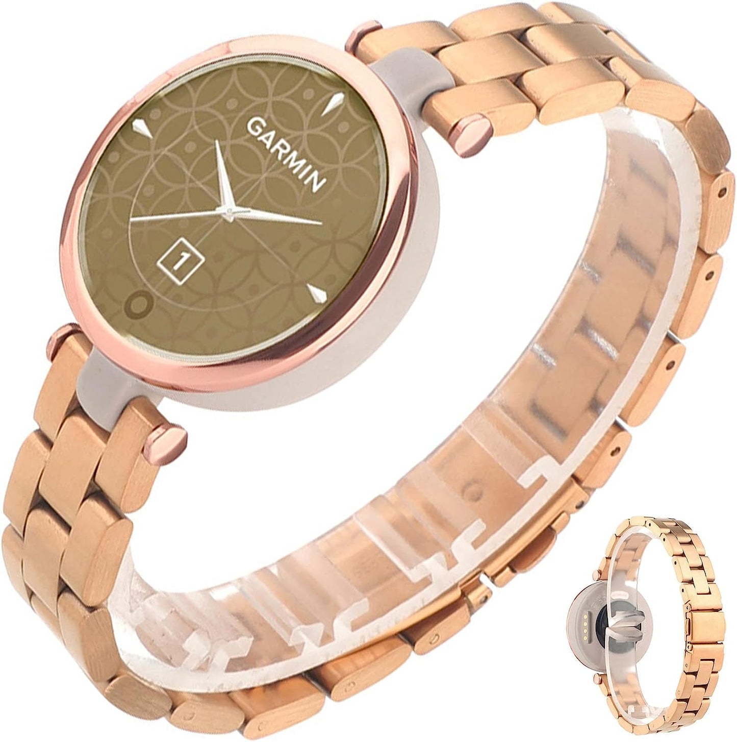 Miimall Metal Watch Band Compatible with Garmin Lily Watch, Stainless Steel Band Adjustable Wristband Replacement Men Women Metal Band Accessories Bracelet Fit for Garmin Lily Smartwatch Miimall Rose Gold