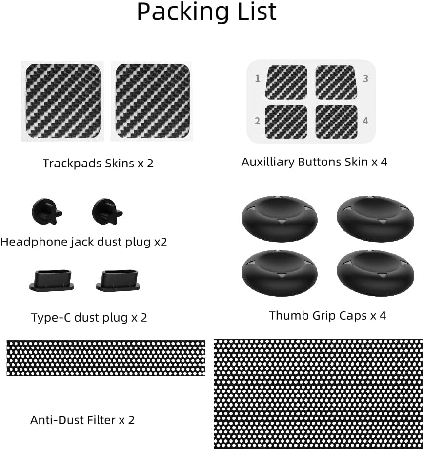 Protect Skin Set for Valve Steam Deck, TGDPLUE Deck Steam Accessories with Touchpads Skins, Auxilliary Buttons Skin, Vent Dust Filter Cover, 4 Thump Grip Caps, Rubber Dust Plugs TGDPLUE
