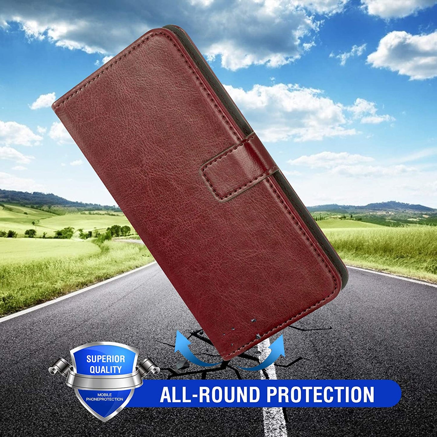 Asuwish Compatible with LG G6 Wallet Case Tempered Glass Screen Protector and Leather Flip Cover Card Holder Stand Kickstand Phone Cases for LGG6 Thinq LG6 Thin Q G 6 plus G6+ 6G VS988 H872 Brown Asuwish