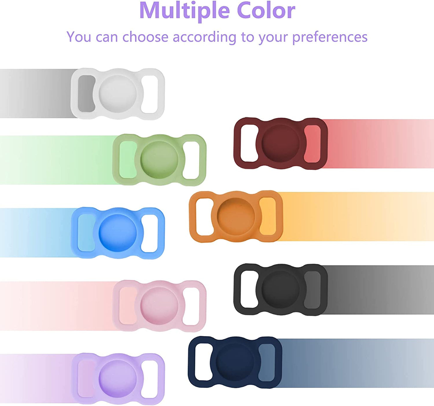 Gogomg 2 Pack Holders Compatible with Apple Airtag for Dog Collar, Silicone Protective Case for Air Tag Pet GPS Tracker (Purple) gogomg