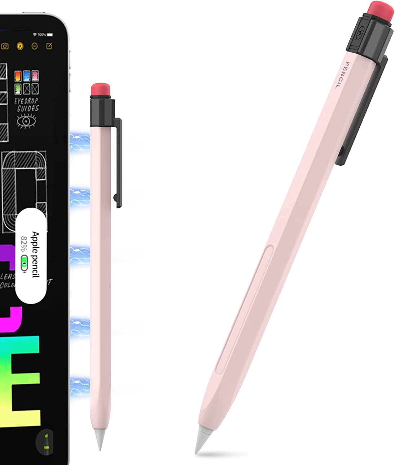 TRONWIN Ipencil Case for Apple Pencil 2Nd Generation Sleeve Silicone Protective Cover Perfect Grip Skin Classic Design with Sturdy Clip Compatible with Apple Pencil 2Nd Generation (Classic) TRONWIN Lovely Pink