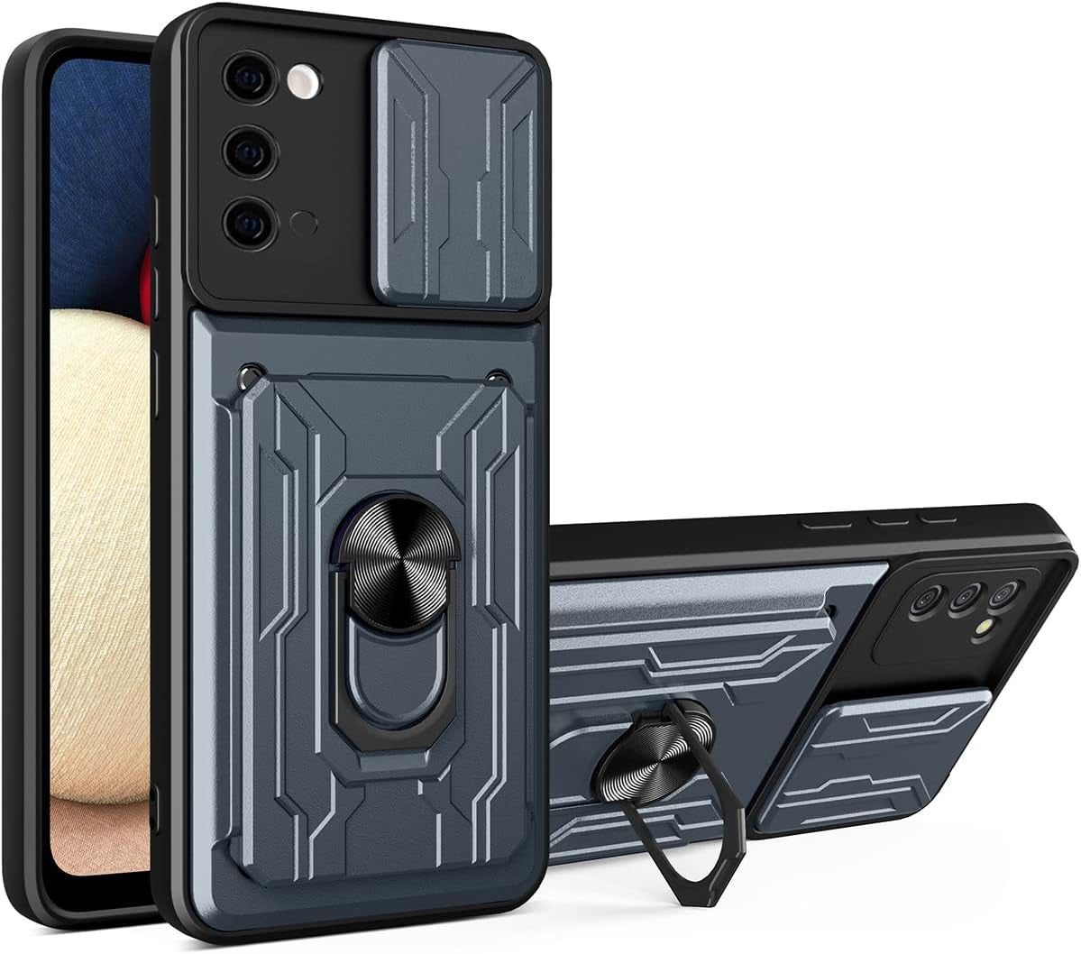 Ccsmall Case for Samsung Galaxy Note 20 5G with Card Holder, Heavy Duty Protection Phone Case with Magnetic Ring Kickstand Slide Camera Cover for Samsung Galaxy Note 20 4G/5G LJK White CCSmall Gray Samsung Galaxy Note 20 5G