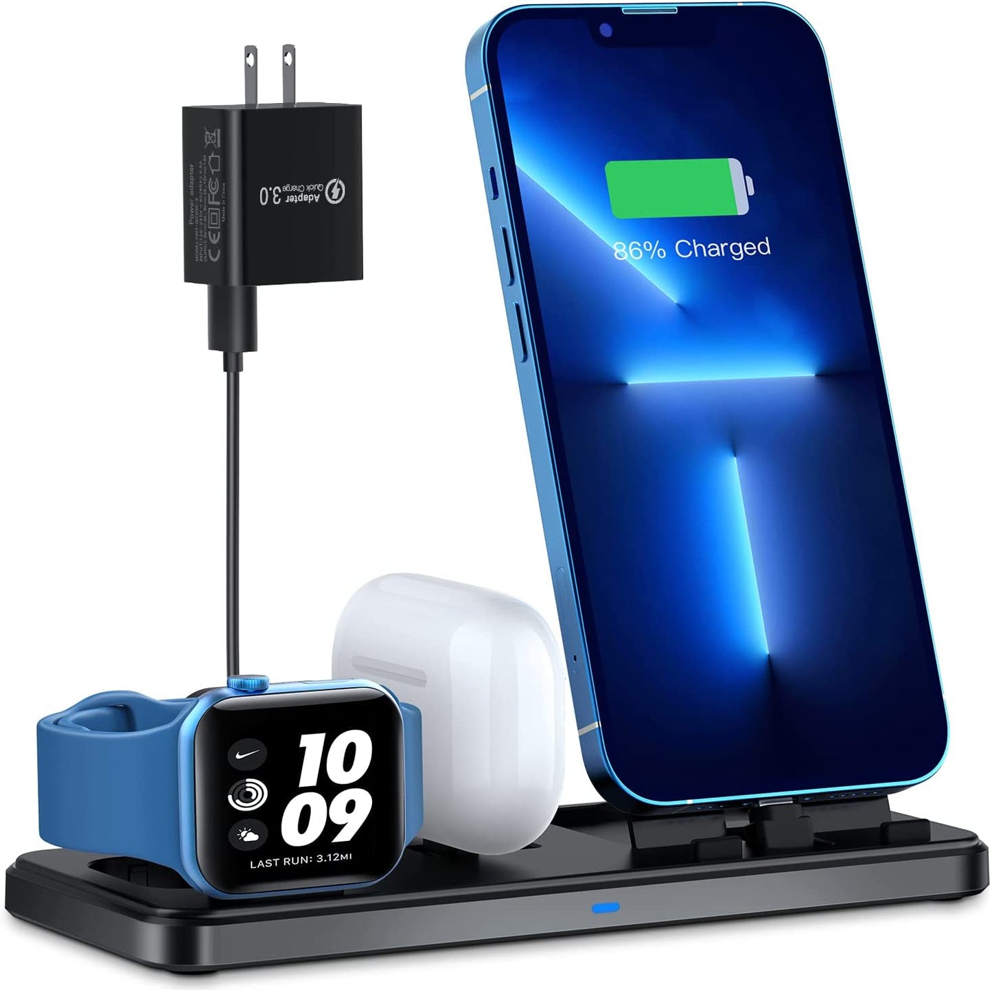 2 Pack Magnetic Wireless Charger 15W Fast Apple Mag-Safe Charger for Iphone 14/13/12 Series, Airpods 3/2/Pro with 5Ft Dual Charging Port Cable UMEIJA 3 in 1 Charging Station