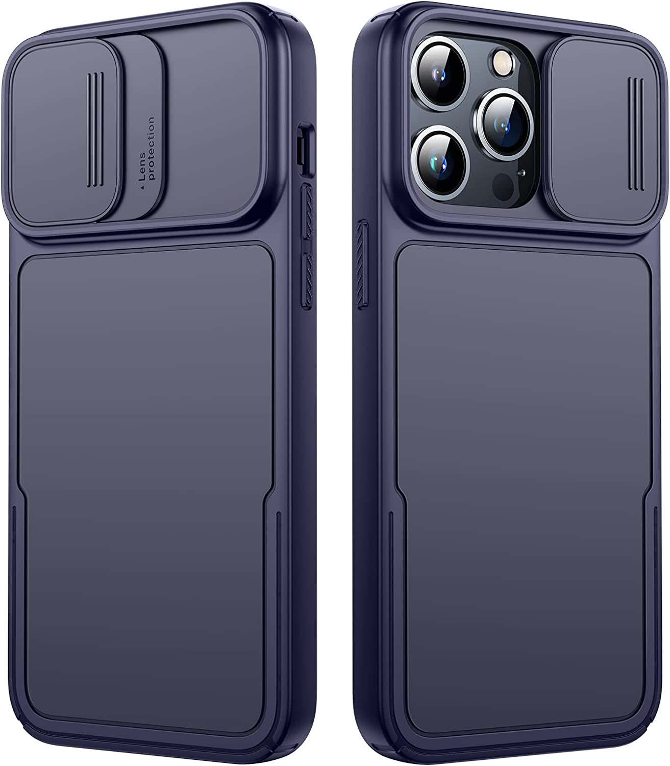 Simtect Designed for Iphone 14 Pro Case with Sliding Camera Cover, Shockproof & Military-Grade Protective Silicone Phone Case for Iphone 14 Pro 6.1 Inch - Clear Simtect Dark Purple Iphone 14 Pro Max