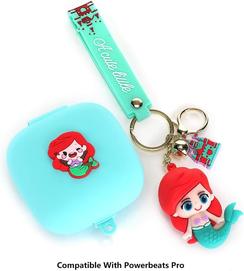 Powerbeats Pro Case with Doll Keychain, Suublg Soft Silicone Cartoon Beats Pro Charging Case Covers Full Body Anti-Lost Lanyard Protection Accessories Compatible for Beats Powerbeats Pro Suublg
