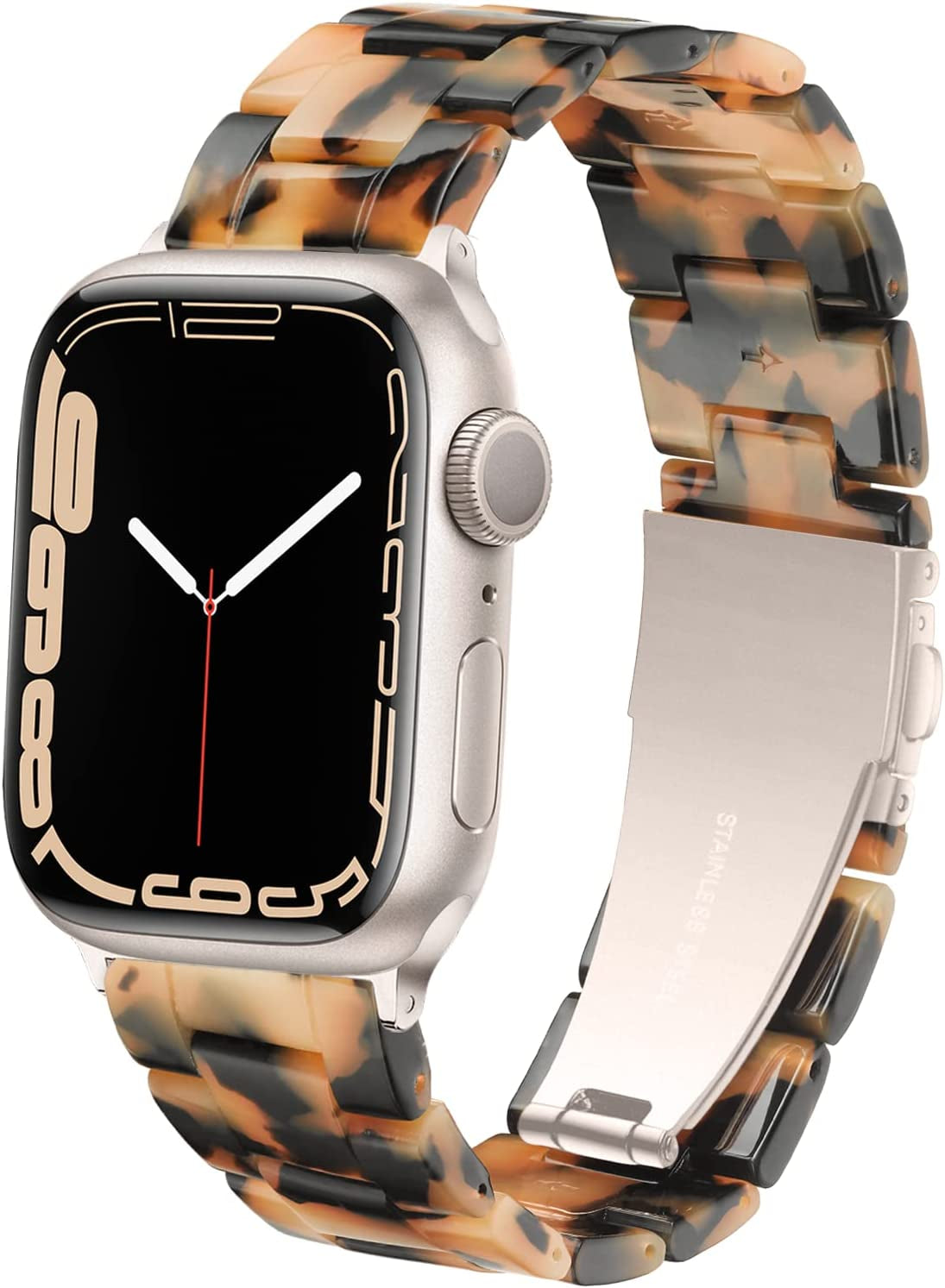 YGTIECS Starlight Apple Watch Band 41Mm 40Mm 38Mm, Super Lightweight, Comfortable, Compatible with Apple Watch Series 8 & 7, Fashionable for Apple Watch Series 8 7 SE 6 5 4 3 2 1-Black Tortoise Flower YGTIECS Brown Tortoise 49mm/45mm/44mm/42mm