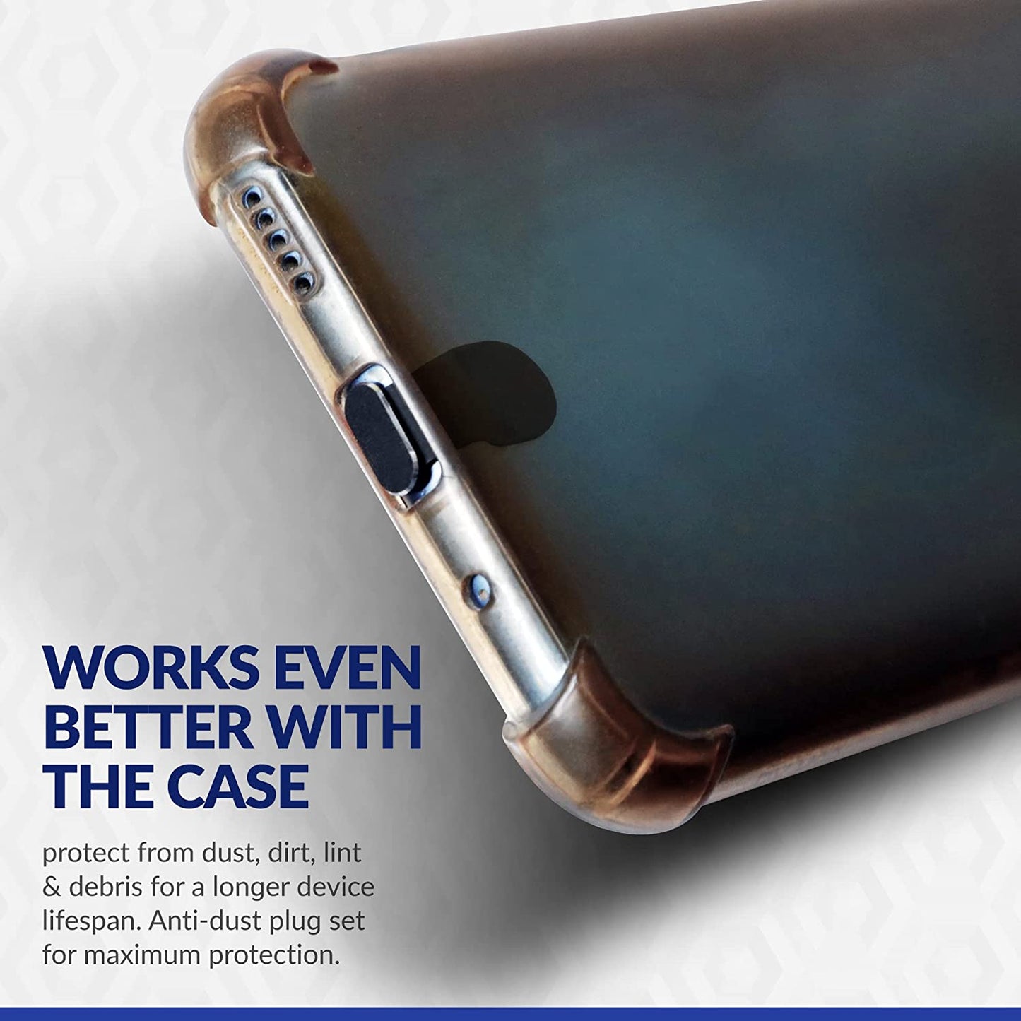 USB-C Port Covers (2-Pack) Aluminum Finish, Compatible with Samsung Galaxy, Android, Cell Phones- Attachable Dust Plugs, Includes Cleaning Tool PortPlugs