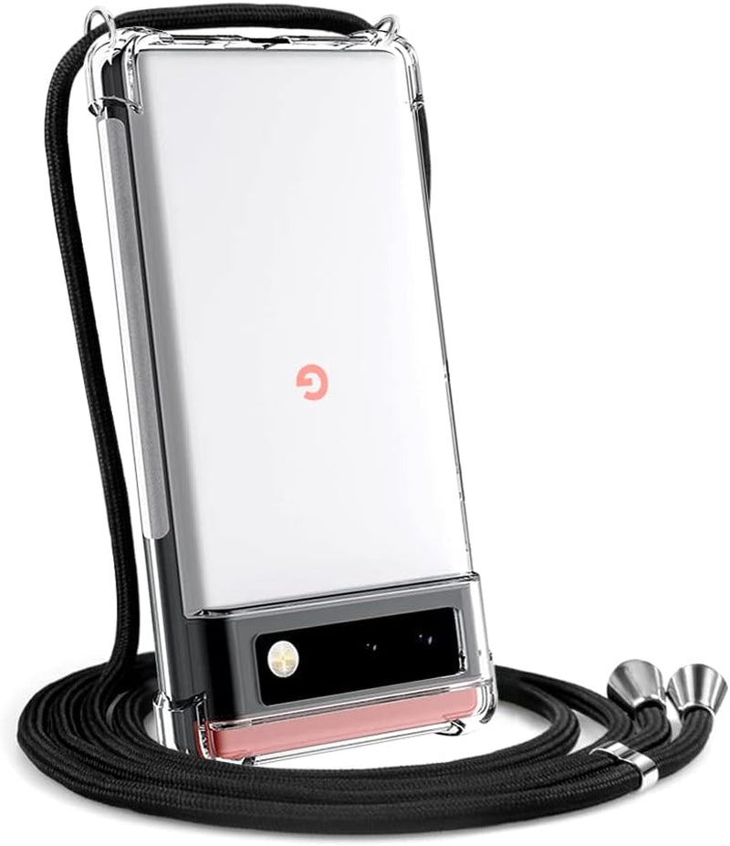 YESPURE Crossbody Case for Google Pixel 6 Pro 6.71Inch,Clear Transparent TPU Soft Phone Cover for Google Pixel 6 Pro with Neck Cord Lanyard Strap-Clear - Beige YESPURE Black