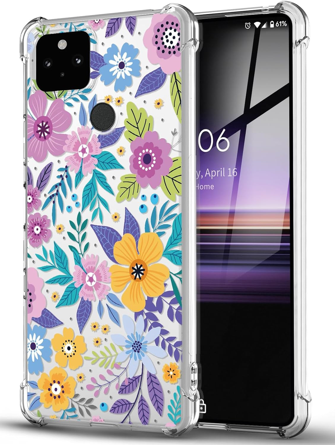 DNTMZIN for Google Pixel 5A Case, Clear TPU Bumper Women Girl Phone Case, Flower Soft & Flexible Shockproof Floral Women Phone Cover,Prevent Watermarks A01-Elegant Peonies,6-Gg5A-01 DNTMZIN A02-Colorful Flowers Google Pixel 5A