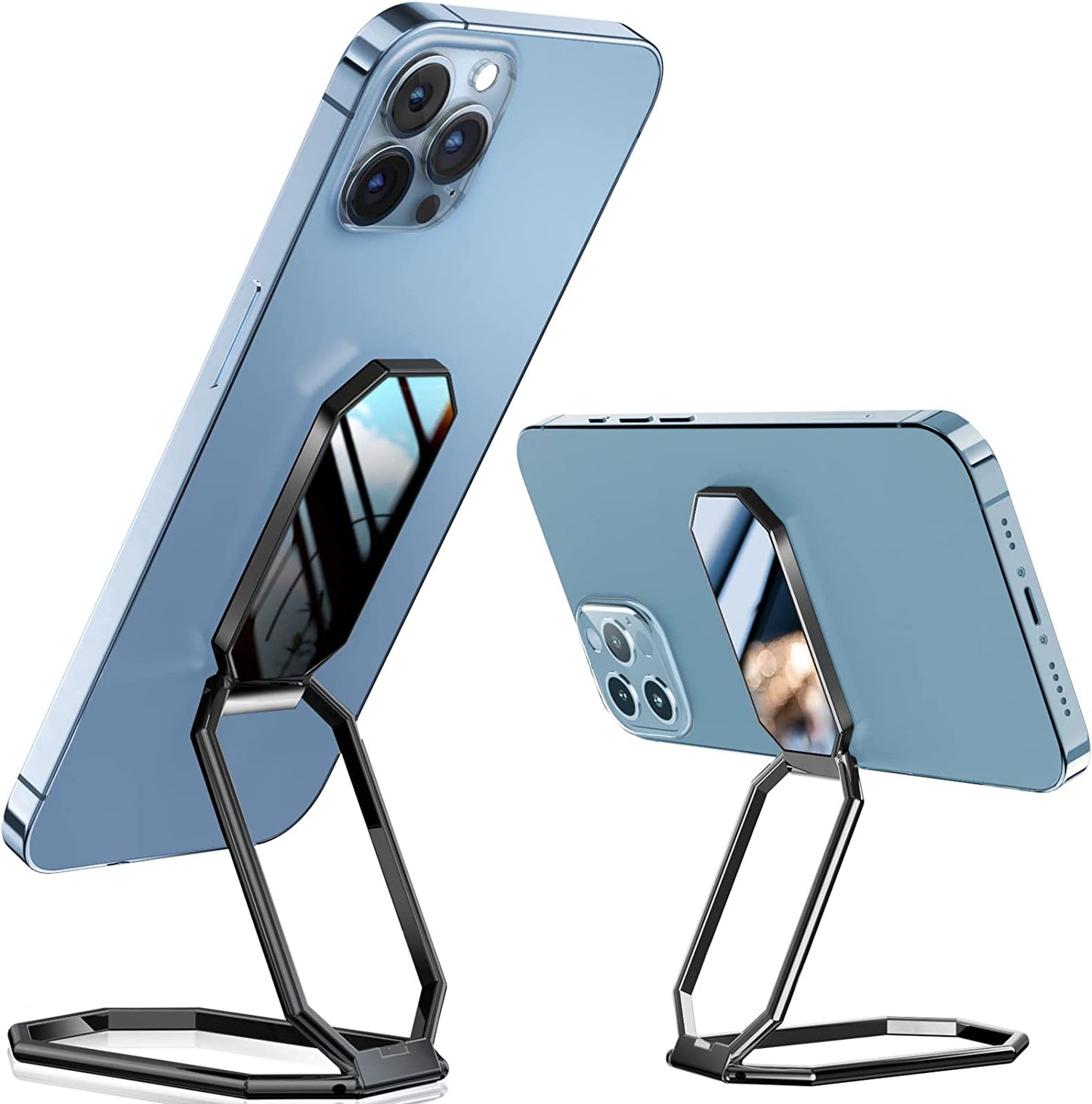 A-Lugei【Foldable & Adjustable】 Cell Phone Ring Holder Finger Kickstand,【Thick Case & Big Phone Friendly】 Cell Phone Holder for Hand, 【Magnetic】 Ring Holder for Cell Phone Grip, Iphone Ring Holder Grip A-LuGei Octagon Black