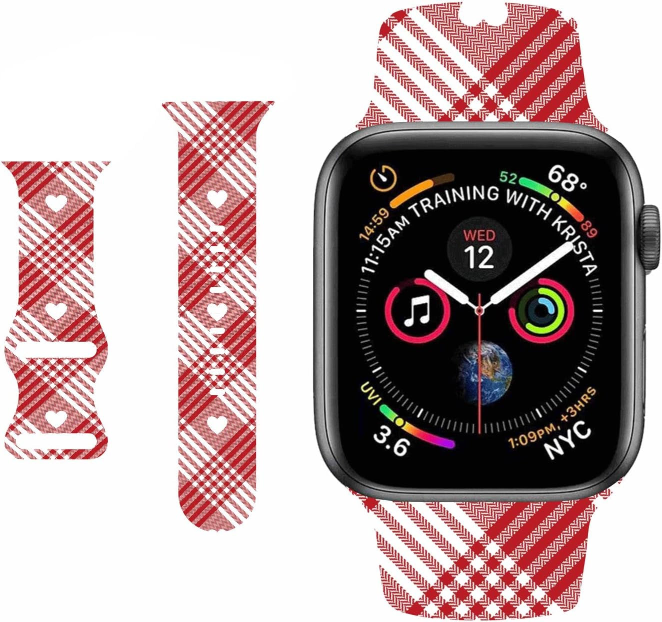 HYHMXB Chic Breathable Character Halloween Bands Compatible with Apple Watch 42Mm 44Mm 45Mm M/L, Grade Soft Silicone Sports Wristband Strap for Iwatch SE & Series 8 7 6 5 4 3 2 (Happy Skull) HYHMXB K. Valentine's Day Elegant plaid 42mm/44mm/45mm M/L