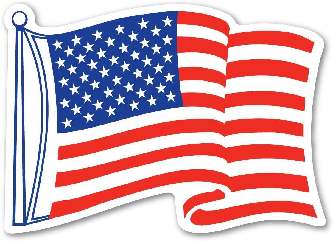 Waving American Flag Sticker by Magnet America Is 7 3/4" X 5 1/2" Made for Vehicles, Laptops, and Refrigerators Magnet America