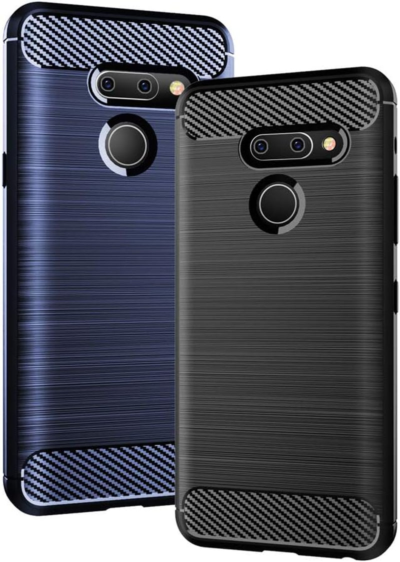 Phone Case for LG G8 Thinq with Tempered Glass Screen Protector Cover and Cell Accessories Slim Thin Soft TPU Silicone Rugged Rubber Protective LGG8 Thin Q G 8 LG8 G8Thinq Lgg8Thinq 8G Cases Men Black Asuwish