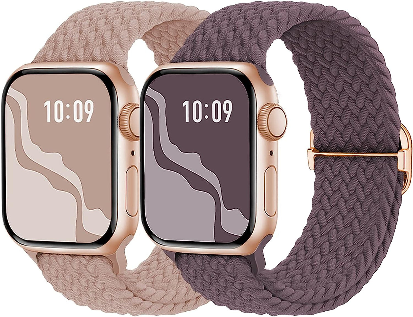 Braided Solo Loop Compatible with Apple Watch Band 38Mm 40Mm 41Mm 42Mm 44Mm 45Mm 49Mm, Stretchy Sport Bands Women Men Elastic Nylon Wristband for Iwatch Series 8 7 6 SE 5 4 3 2 1 Ultra Suitisbest Pink/Smoke Violet 42mm/44mm/45mm/49mm