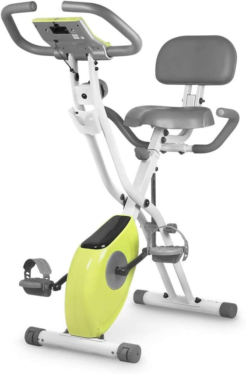 Leikefitness LEIKE X Bike Ultra-Quiet Folding Exercise Bike, Magnetic Upright Bicycle with Heart Rate,Lcd Monitor and Easy to Assemble leikefitness YELLOW