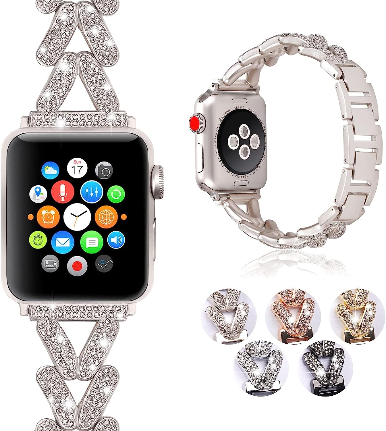 Add Bling to Your Watch with Our Metal Diamond Band - Compatible with Apple Watch Series 8/7/6/5/4/3/2/1/Se/Ultra- Shiny and Stylish for Women in Sizes 38Mm 40Mm 41Mm 42Mm 44Mm 45Mm 49Mm Dnoivr starlight 42 / 44 / 45 / 49mm