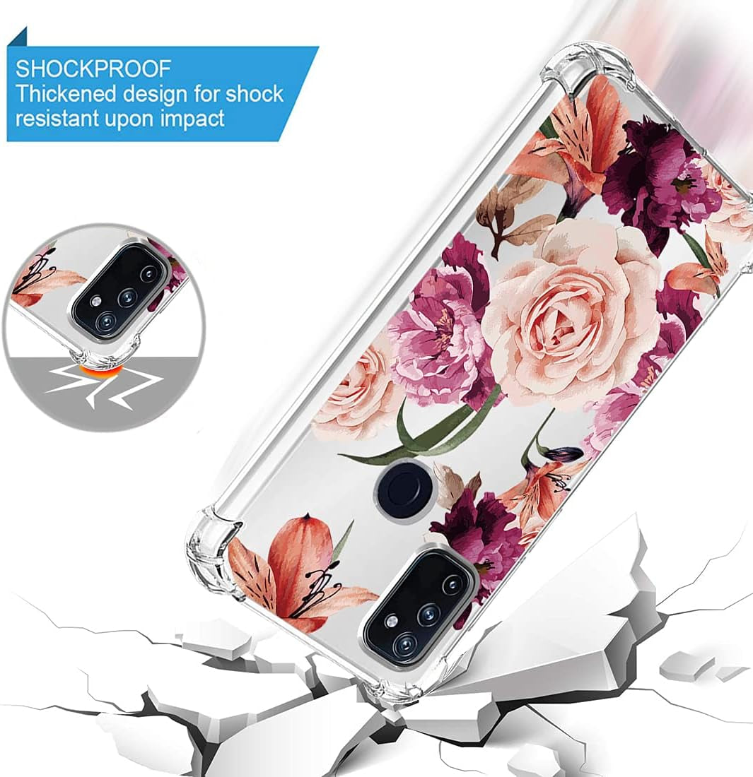 Sidande Case for Oneplus Nord N100 Case, Oneplus N100 Case for Girls Women, Clear Floral Soft Flexible TPU Slim Phone Protective Case Cover for Oneplus Nord N100 (Purple Flower) Sidande