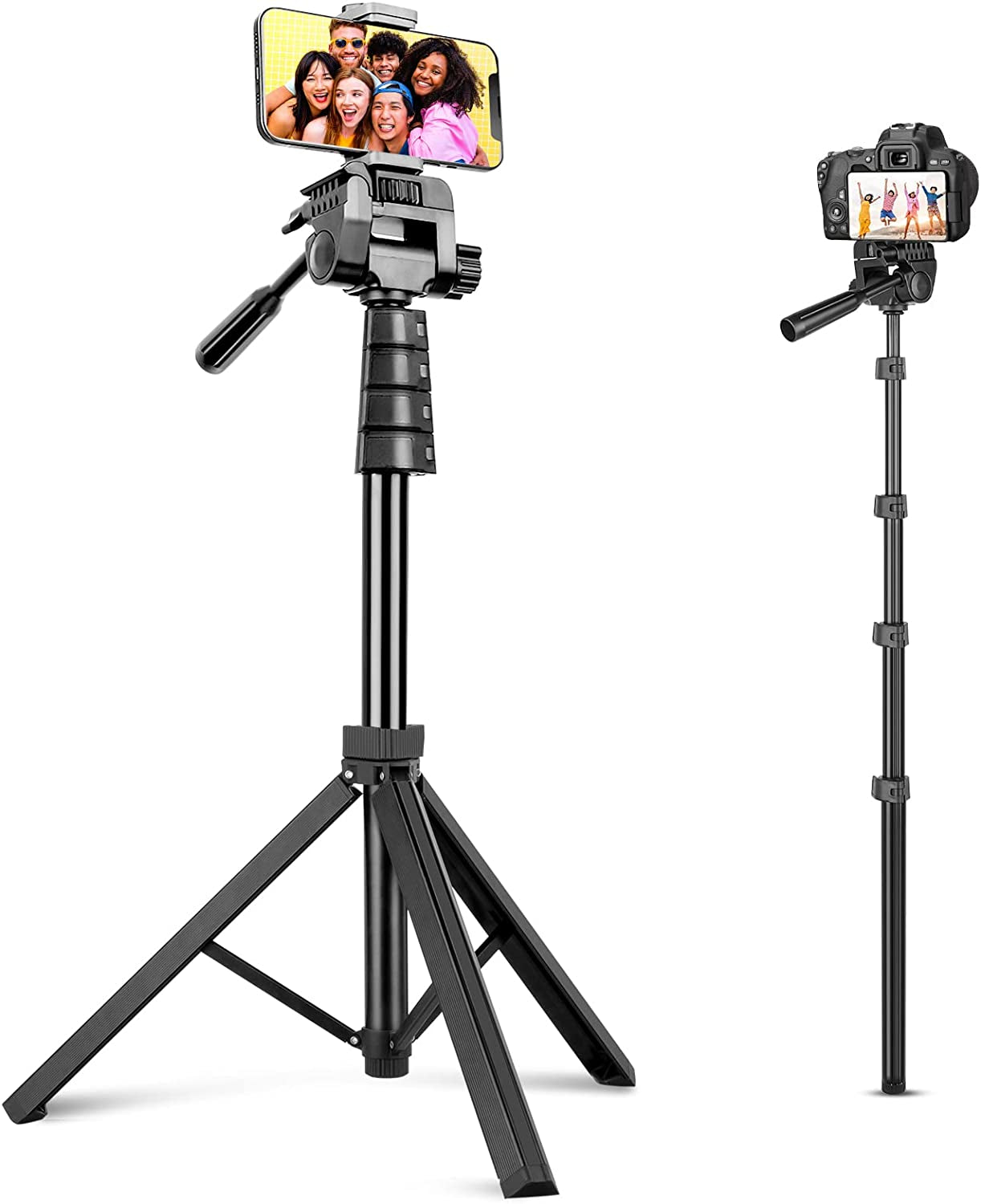 Aureday 67” Phone Tripod, Detachable and Extendable Selfie Stick Tripod for Iphone/Android Smartphone/Camera/Gopro, Portable Cell Phone Tripod with 360-Degree Rotatable Pan Head Aureday Version 2