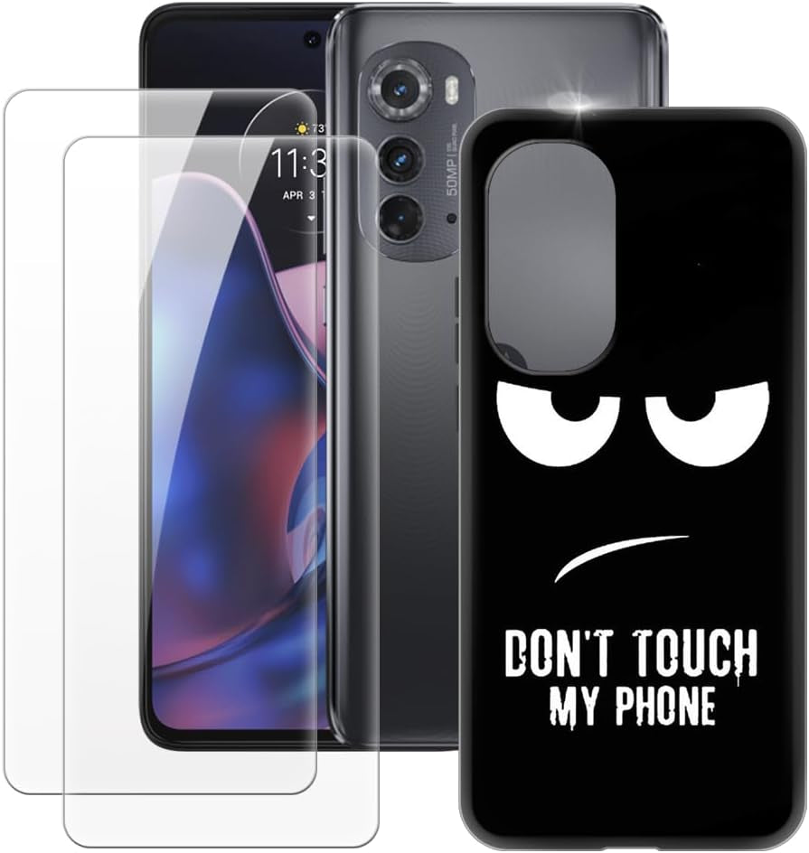 MILEGAO Motorola Edge 2022 Case + 2PCS Screen Protector Tempered Glass, Ultra Thin Bumper Shockproof Soft TPU Silicone Cover for Motorola Edge Gen.3 (6.6”) Rose MILEGAO Don'T Touch