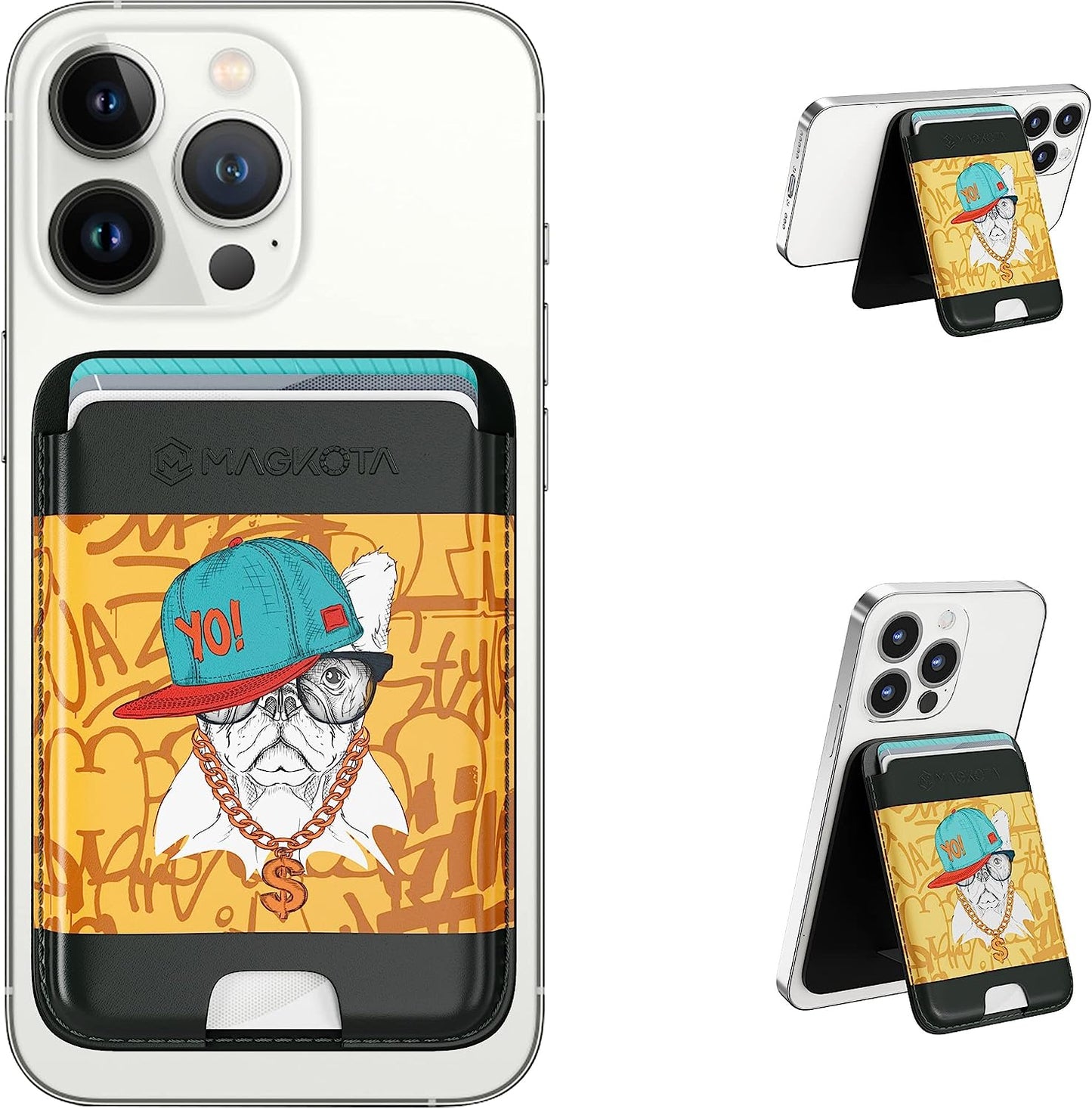 MAGKOTA Magsafe Wallet Stand Compatible with Iphone 14 Pro Max/14 Pro/14 Plus/14/Iphone 13 Pro Max/13 Pro/13/Iphone 12 Pro Max/12 Pro/12,Iphone Leather Wallet with Magnetic Stand, Max 3 Cards MAGKOTA YO