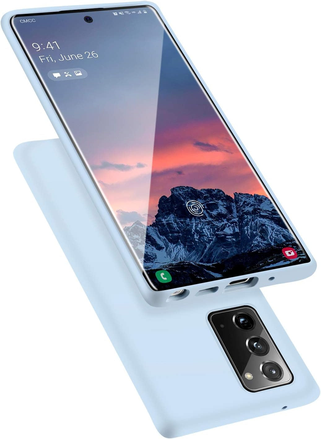 E Segoi Samsung Galaxy Note 20 Case, Liquid Silicone Gel Rubber Shockproof Case Soft Microfiber Cloth Lining Cushion Compatible with Samsung Note 20 6.7Inch (Pink Sand) E Segoi Blue