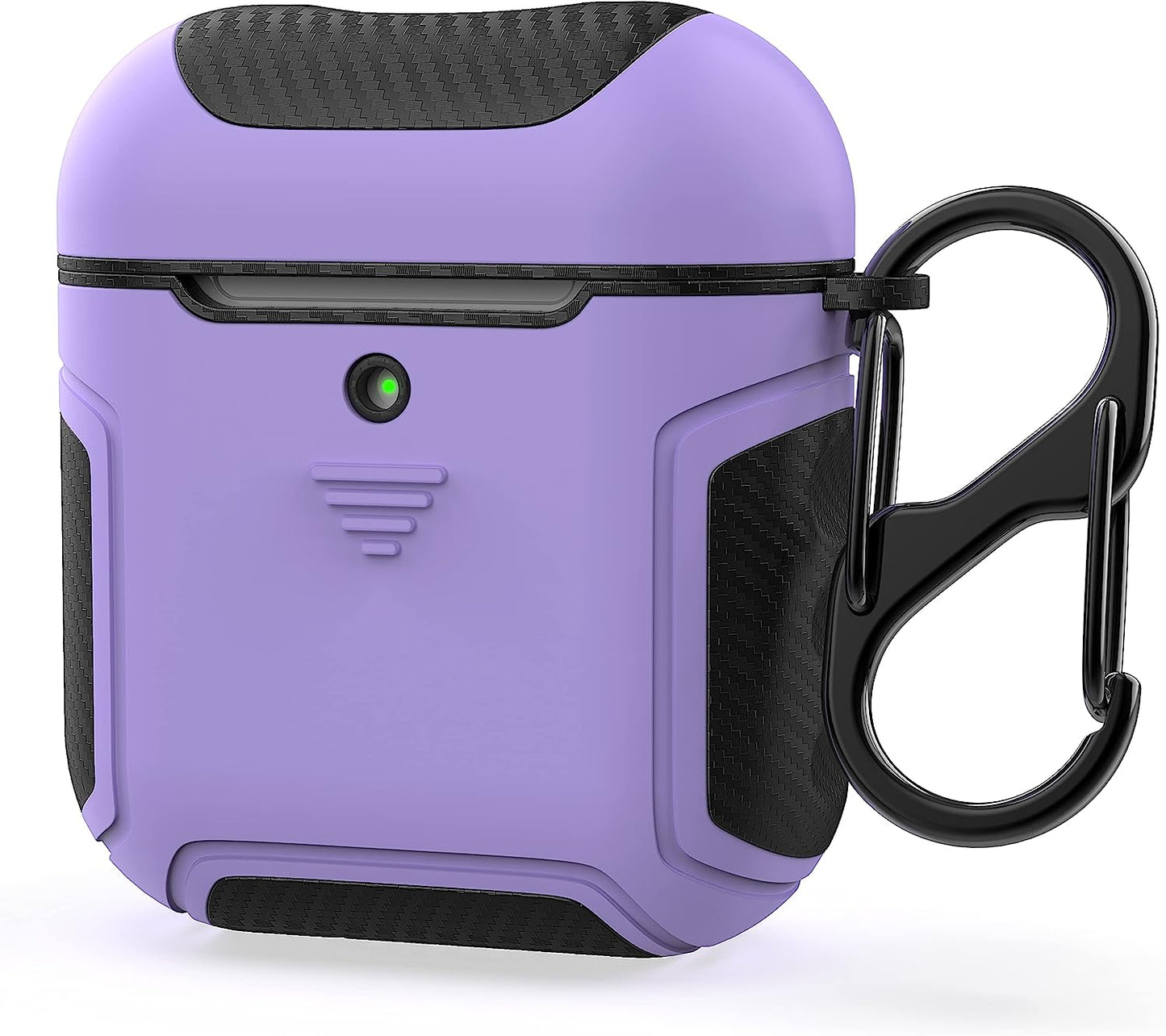 Designed for Airpods Cover Case,Oretech Designed for Airpods 1&Airpods 2 Cover Heavy Duty Hybrid 2 in 1 Protective Hard PC Soft TPU Carbon Fiber Case with Carabiner for Airpods 1&2 Cover- Aqua Blue ORETECH for Airpods 1/Airpods 2-Purple