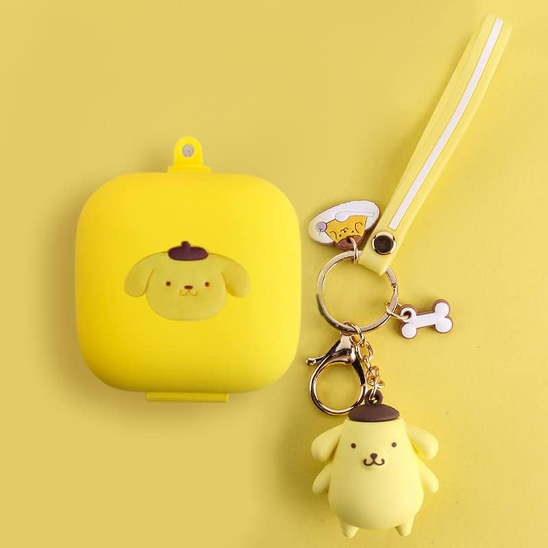 Fit Designed for Powerbeats Pro Earphone, Suublg Beats Powerbeats Pro Cartoon Silicone Headphones Case Cover and Cute Doll Keychain Full Body Anti-Lost Lanyard Protection (Pudding) Suublg