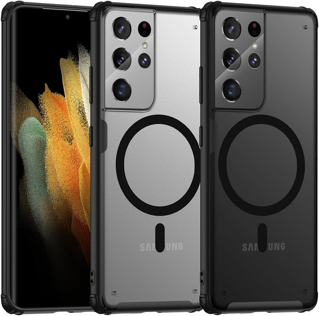 TIANNIUKE Magnetic Case for Samsung Galaxy S21 5G, Translucent Matte Anti-Fingerprint,Compatible with Magsafe,Slim Fit Shockproof Protective Phone Case for Galaxy S21 Case TIANNIUKE Black Galaxy S21 Ultra