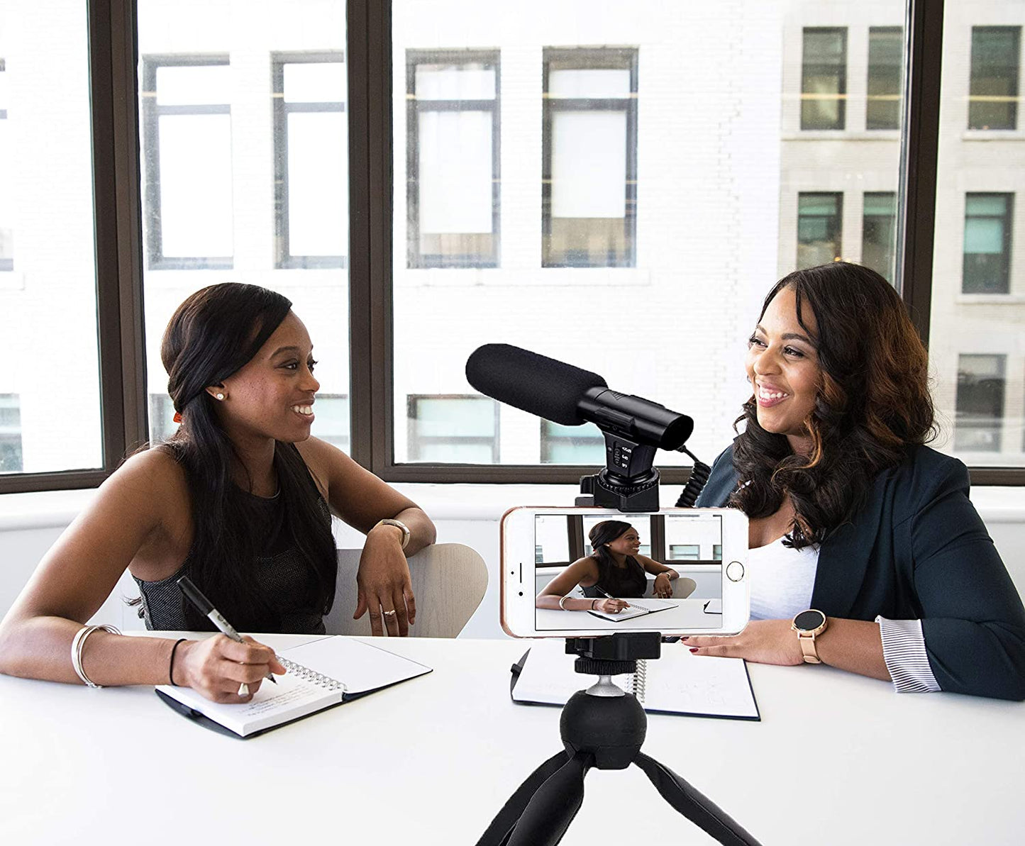 Tikysky Smartphone Camera Video Microphone Kit,Veksun ASMR Microphone for Youtube Windscreen 3.5Mm Jack External Mic for Phone Iphone Samsung DSLR Canon Nikon with Mini Tripod tikysky