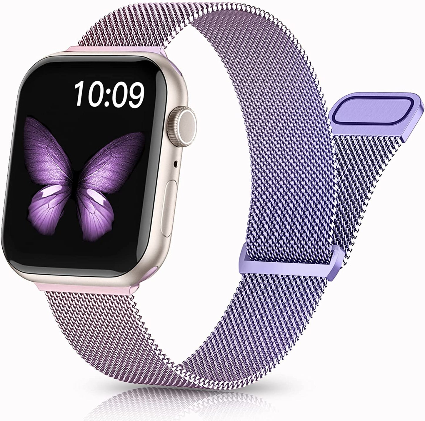 Rabini Magnetic Bands Compatible with Apple Watch Band 40Mm Women 38Mm 41Mm 42Mm 44Mm 45Mm 49Mm Men, Stainless Steel Mesh Metal Adjustable Sport Strap Wristband Iwatch Series 8 7 6 5 4 3 2 1 SE Ultra Rabini Gradient Lavender Pink 42mm/44mm/45mm/49mm