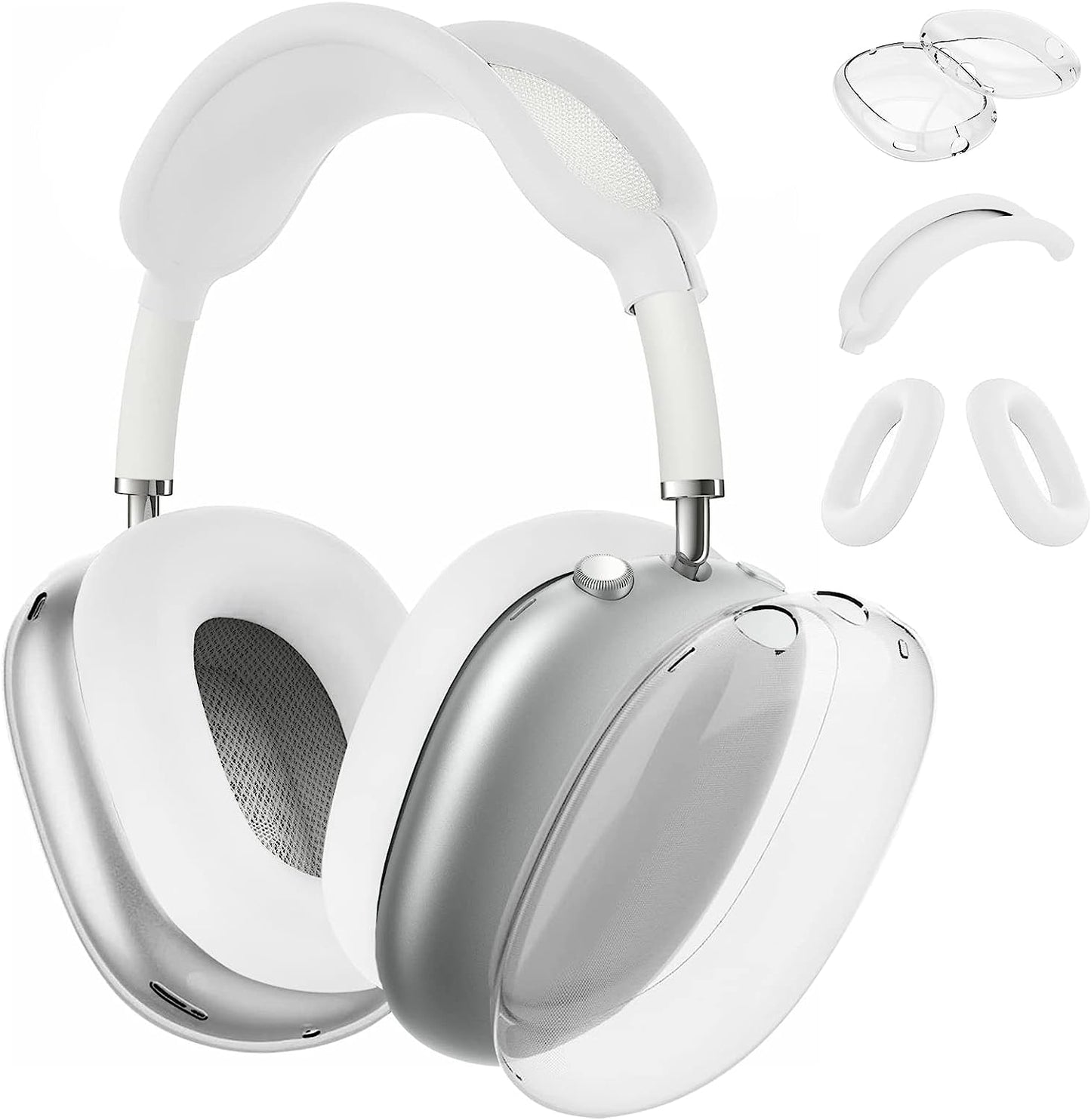 Aiaabq for Airpods Max Case Cover,Anti-Scratch Ear Pad Case Cover/Ear Cups Cover/Headband Cover for Airpods Max. Clear Soft TPU and Silicone,Skin Scratch Proof (Green) Aiaabq Clear White