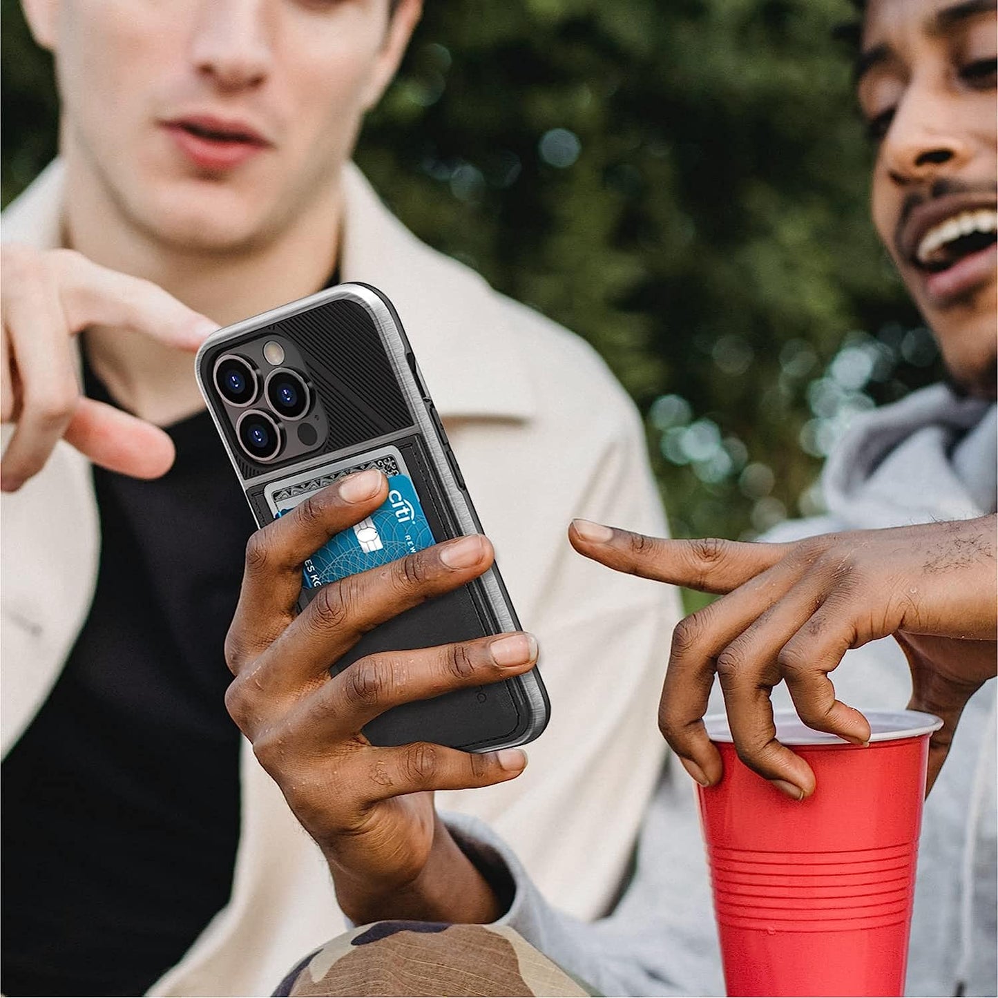 VENA Legacy Card Holder Wallet Case Compatible with Apple Iphone 13 Pro (6.1"-Inch), (Compatible with Magsafe, RFID Anti-Theft) Slim Profile Card Slot Cover with Kickstand - Space Gray Vena