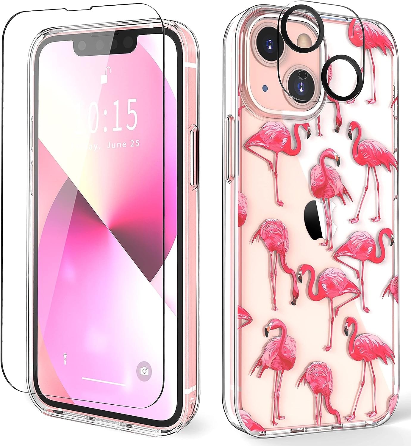 ZQWY Designed for Iphone 13 Case 6.1 Inch, with Tempered Glass Screen Protector + Camera Lens Protector Clear with Design Protective Aesthetic Women Girl Phone Cover (Harry Potter) ZQWY Flamingo/Pink