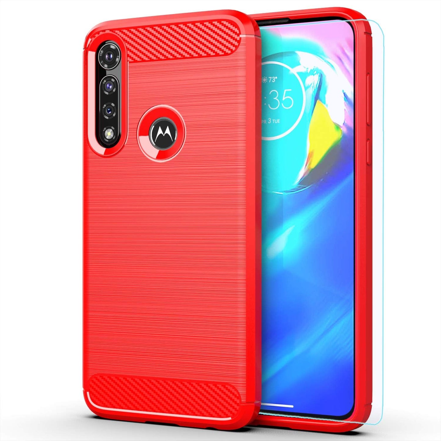 M MAIKEZI for Moto G Power 2020 Case, Motorola G Power Case 2020 with HD Screen Protector, Soft TPU Slim Fashion Non-Slip Protective Phone Case Cover for Motorola Moto G Power 2020 (Black Brushed TPU) JINZHI Inc Moto G Power Red Brushed Tpu Case