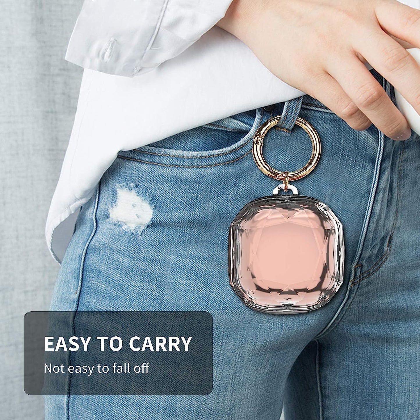 Newseego Protective Case Compatible with Samsung Galaxy Buds 2 (2021)/Galaxy Buds Pro Case/Galaxy Buds Live Case Cover (2020) with Carabiner Keychain Hard PC Shockproof Drop Protective Cover- Clear Newseego