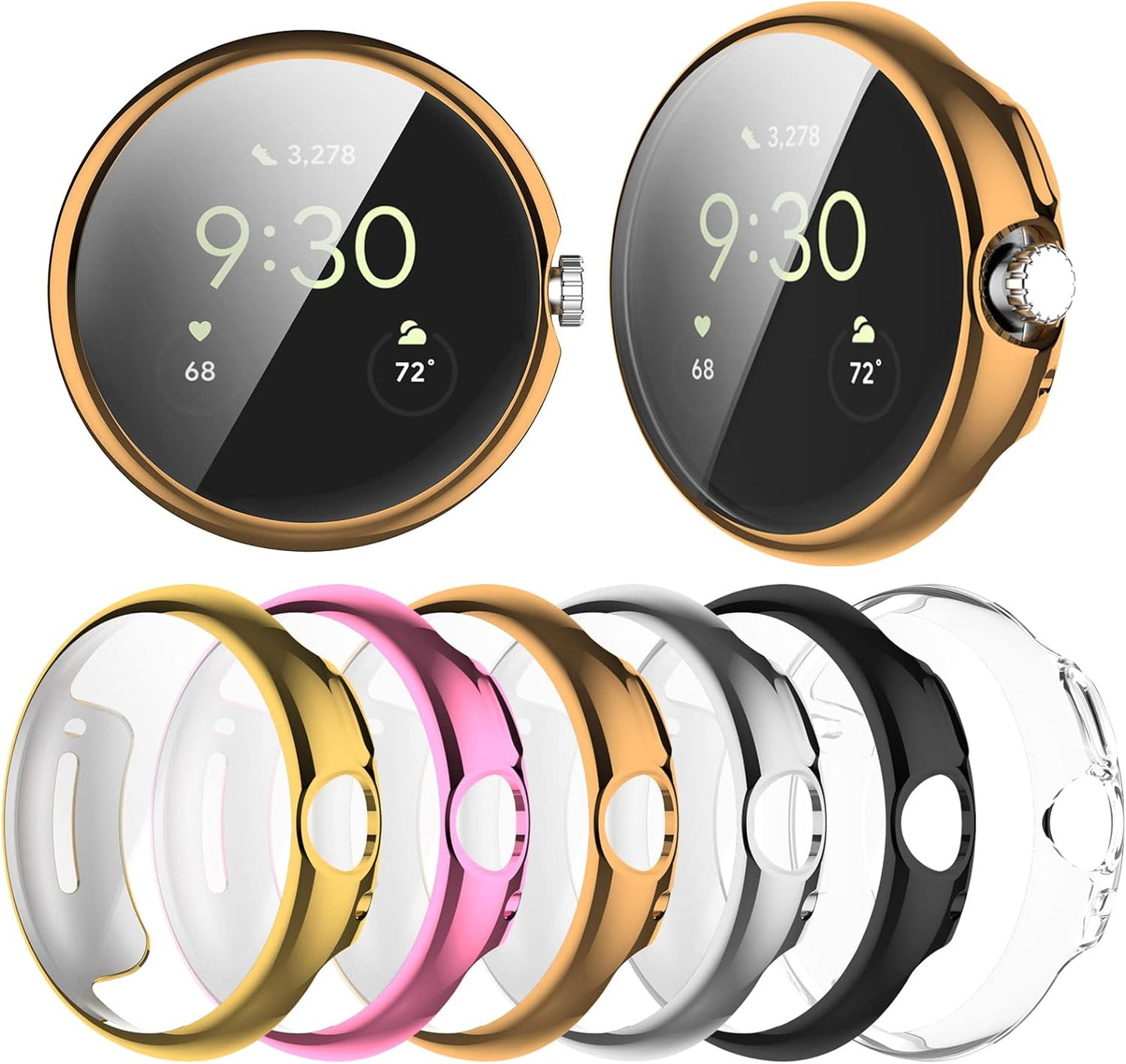 Wugongyan Screen Protector Case Compatible with Google Pixel Watch 2/Pixel Watch Soft TPU Plated Slim Full Protective Cover Accessories for Pixel Watch1/2(6-Pack Brilliant Colors,Pixel Watch1/2) Wugongyan 6-Pack Neutral Colors Only Pixel Watch 1