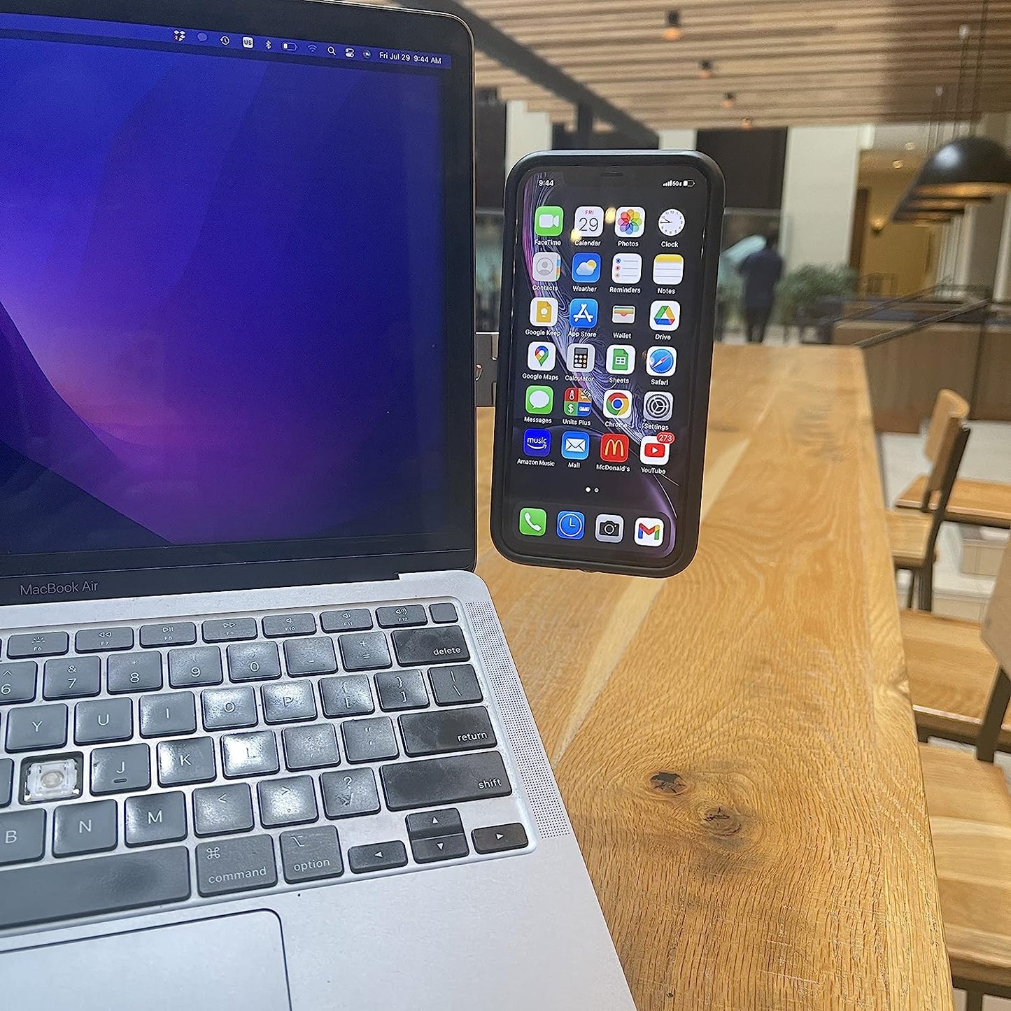 Aporia International Magnetic Cellphone Mount for Laptop, Foldable Lap Screen Side Phone Holder Extender Attach to Computer Monitor for Universal Smartphone - Rotating 180 Degree (Silver) Aporia International