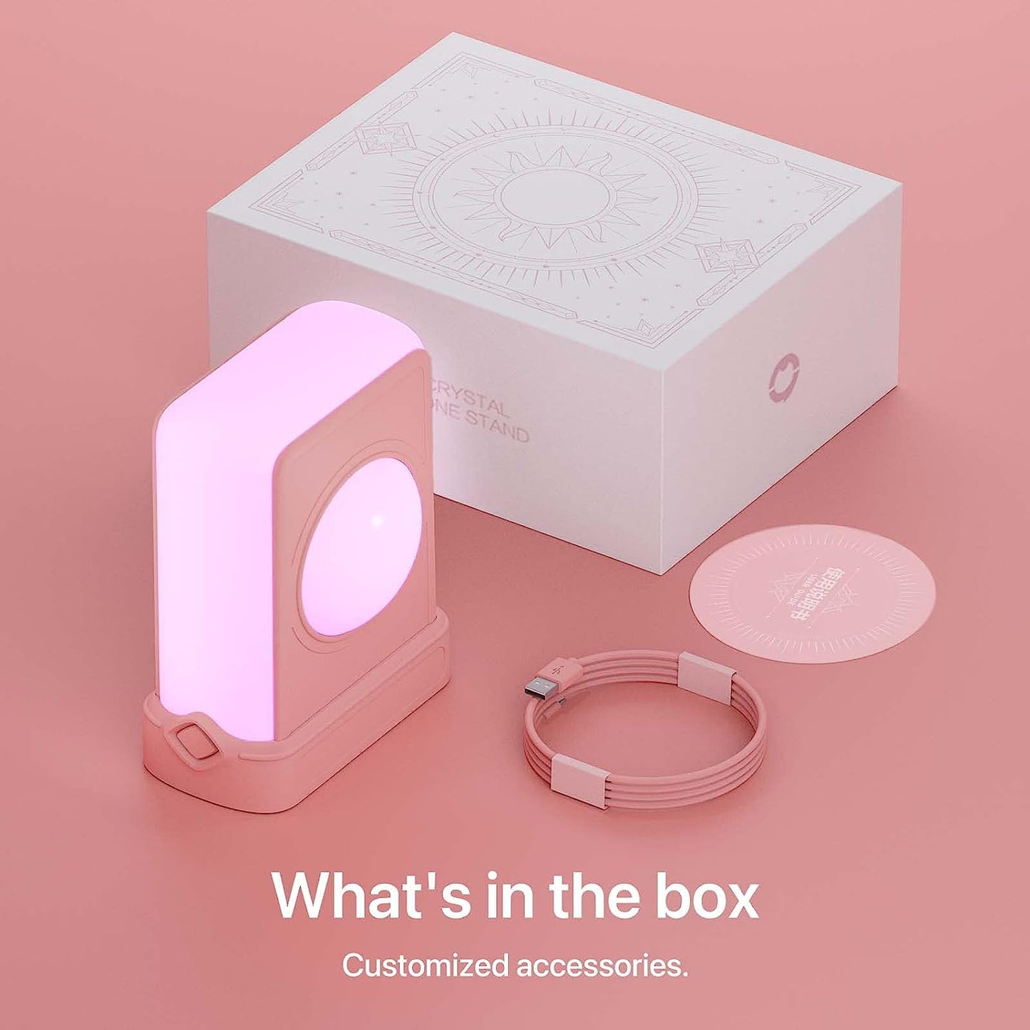 Yowu Crystal Headphone Stand - 3 in 1 Multiport Dock Headest Stand with 10 Magical Light Modes - RGB Headphone Holder for Desk.Compatible with Airpods Max,Etc YOWU