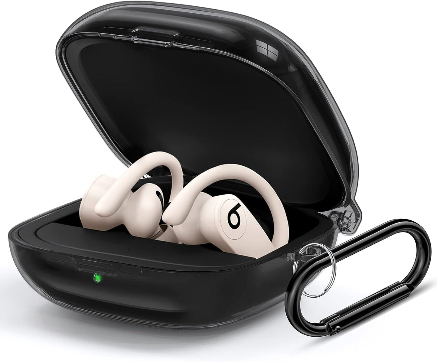 Powerbeats Pro Case Cover, Filoto Hard Case for Powerbeats Pro Wireless Earbuds Full Body Shockproof Protective Charging Case Skin with Keychain Accessories for Men Women (Clear) Kerle Clear Gray