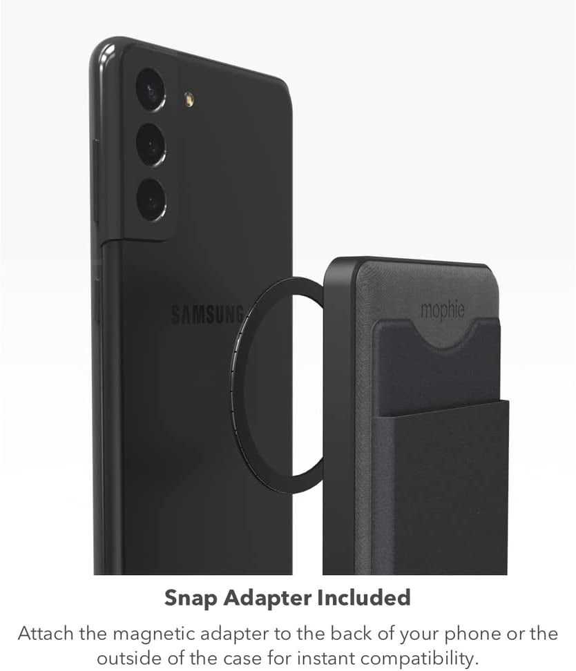 Mophie Snap+ Juice Pack Wallet 5K -Black - Magnetic Power Bank Compatible with Magsafe & Qi-Enabled Smartphones, Works with Apple and Android Phones (Not Compatible with Iphone 13 Pro or 13 Mini) mophie