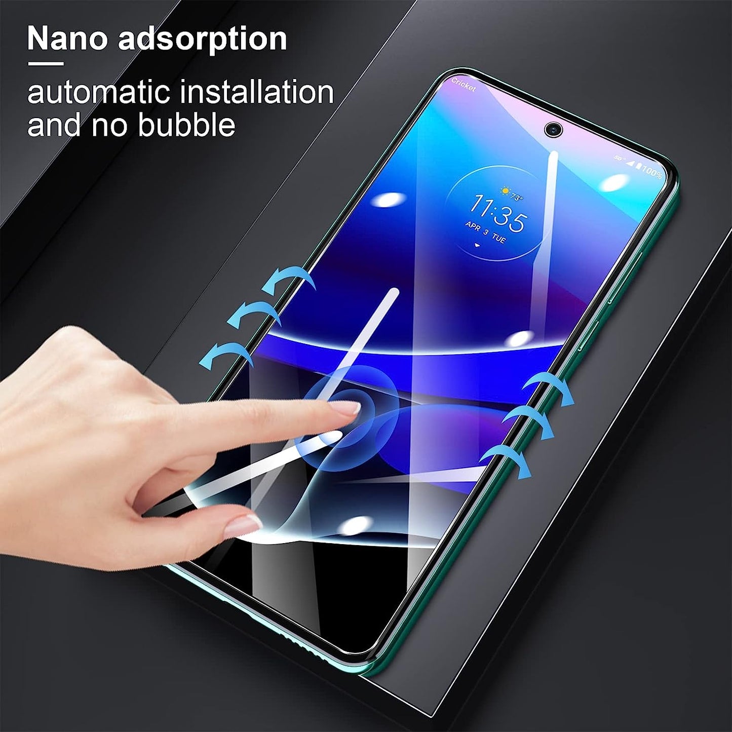 Eouine Screen Protector for Motorola Moto G Stylus 5G (2022),3 Pack 9H Tempered Glass,Easy to Install,Bubble-Free,Fingerprint Reader and Case Friendly Eouine