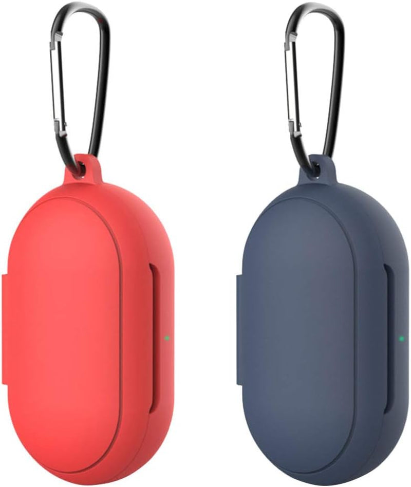 Hemobllo Compatible for Samsung Galaxy Buds plus Case - 2 Pcs Silicone Case Cover Anti-Scratch Wireless Earbuds Carrying Case Shock Resistant Protective Case Skin with Keychain (Black+White) Hemobllo Red+Dark Blue