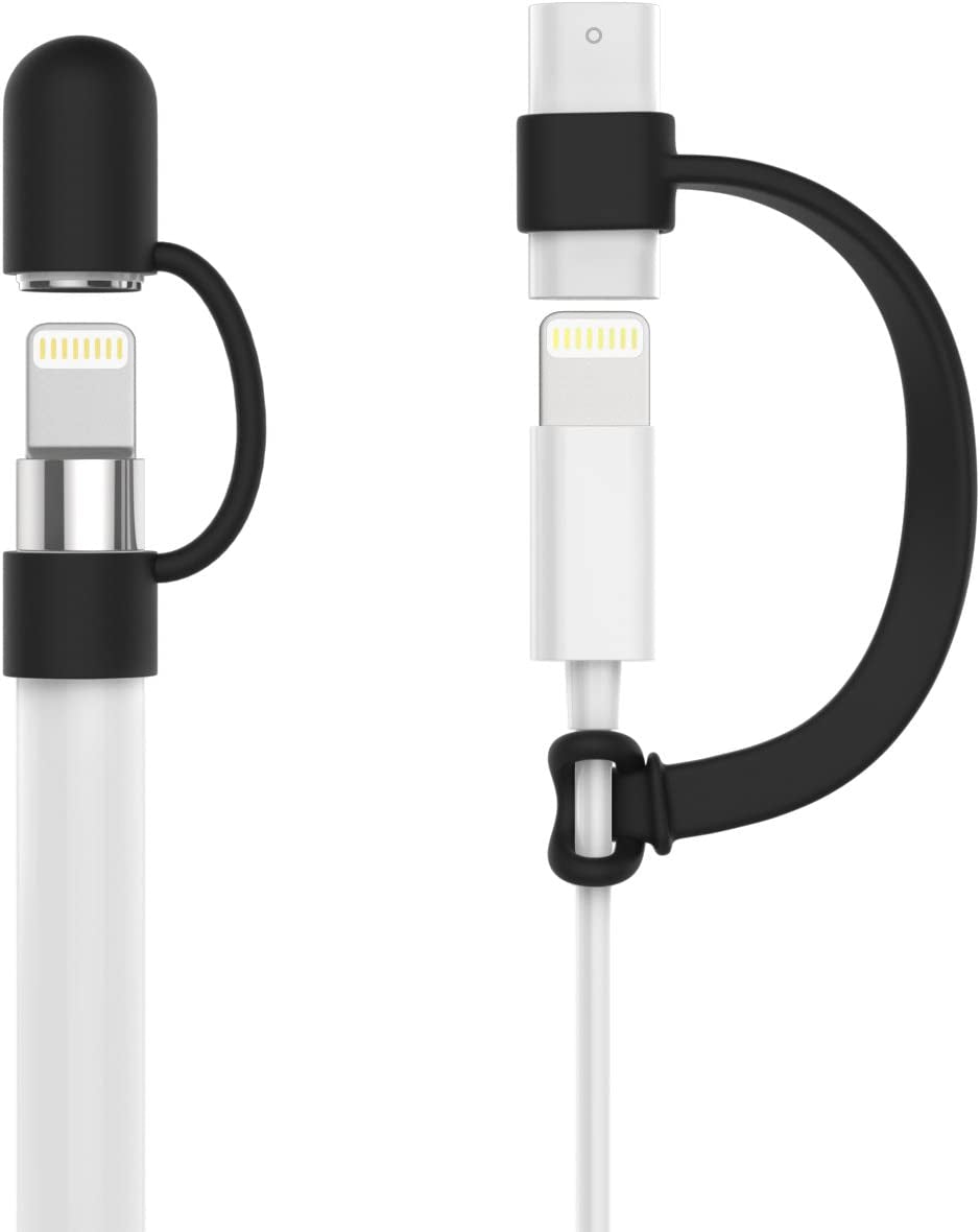 Moko Pencil Cap Holder Fit Apple Pencil 1St Generation, USB Cable Tether and Pencil Cap, Fit New Ipad 10Th Generation 2022, Ipad 9Th/8Th/7Th/6Th Gen, Ipad Mini 5,White MoKo Black