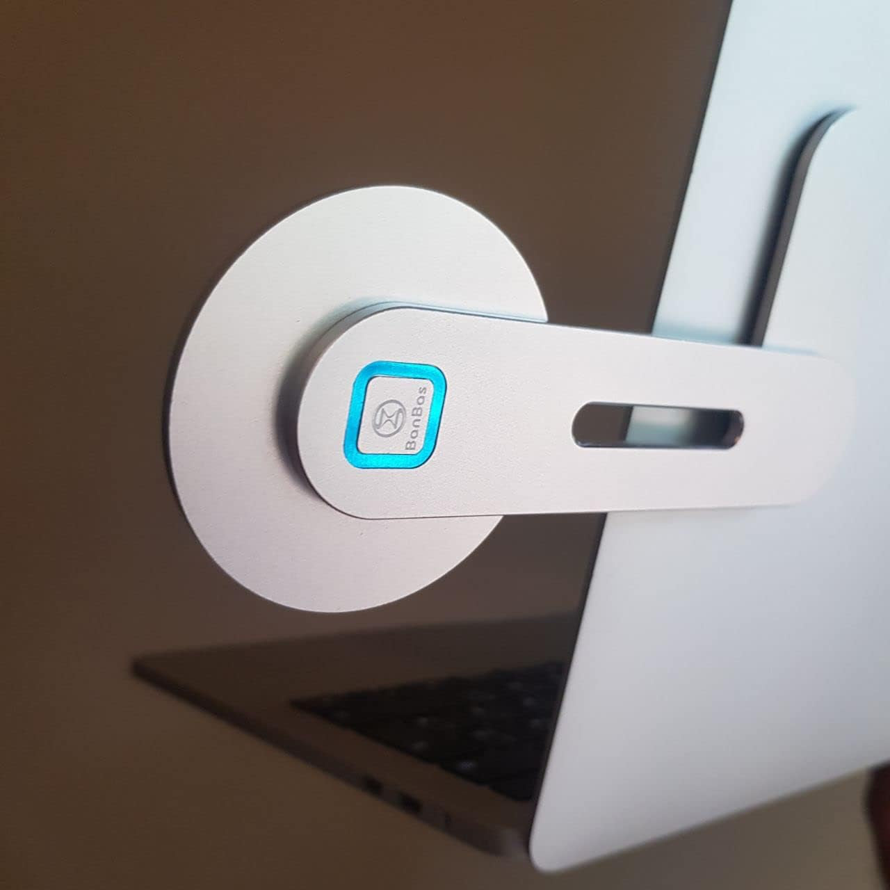 Banbas Magnetic Phone Holder for Laptop, Adjustable Phone Monitor Side Mount, Slim Suitable for All Mobile Devices, Compatible with Iphone, Silver BanBas