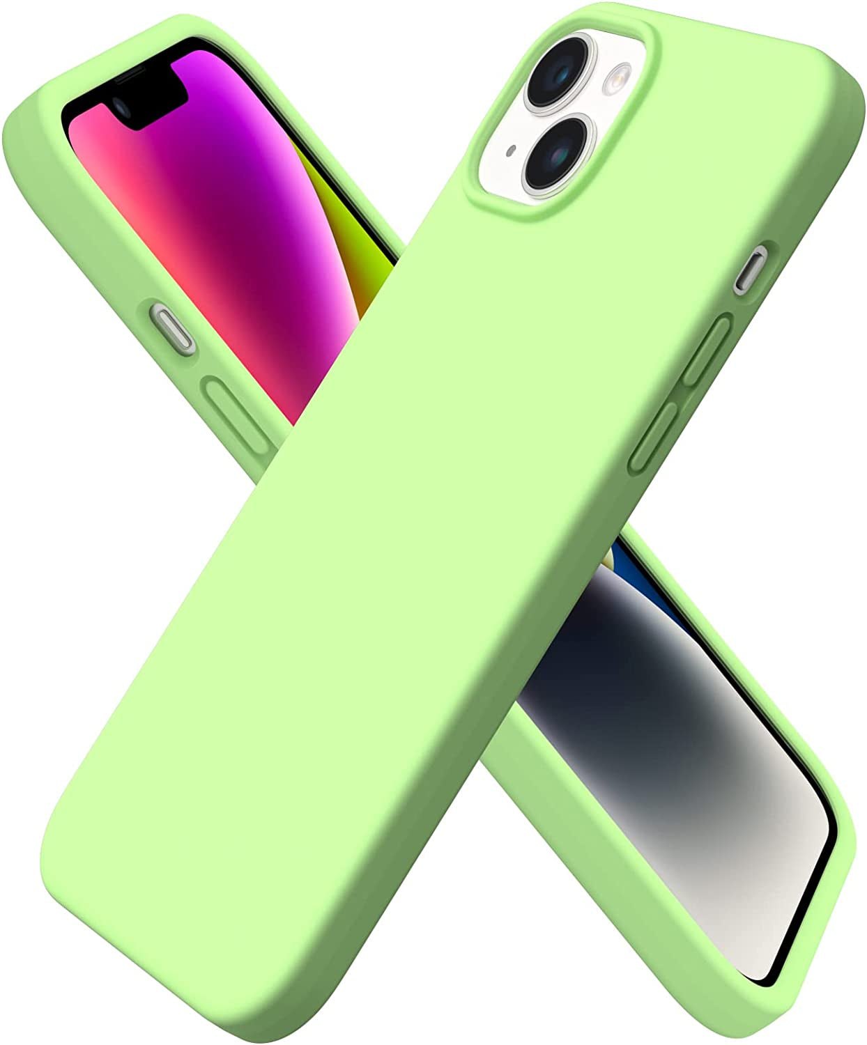 ORNARTO Compatible with Iphone 14 plus Case 6.7, Slim Liquid Silicone 3 Layers Full Covered Soft Gel Rubber Case Protective Cover 6.7 Inch-Baby Yellow ORNARTO Pastel Green